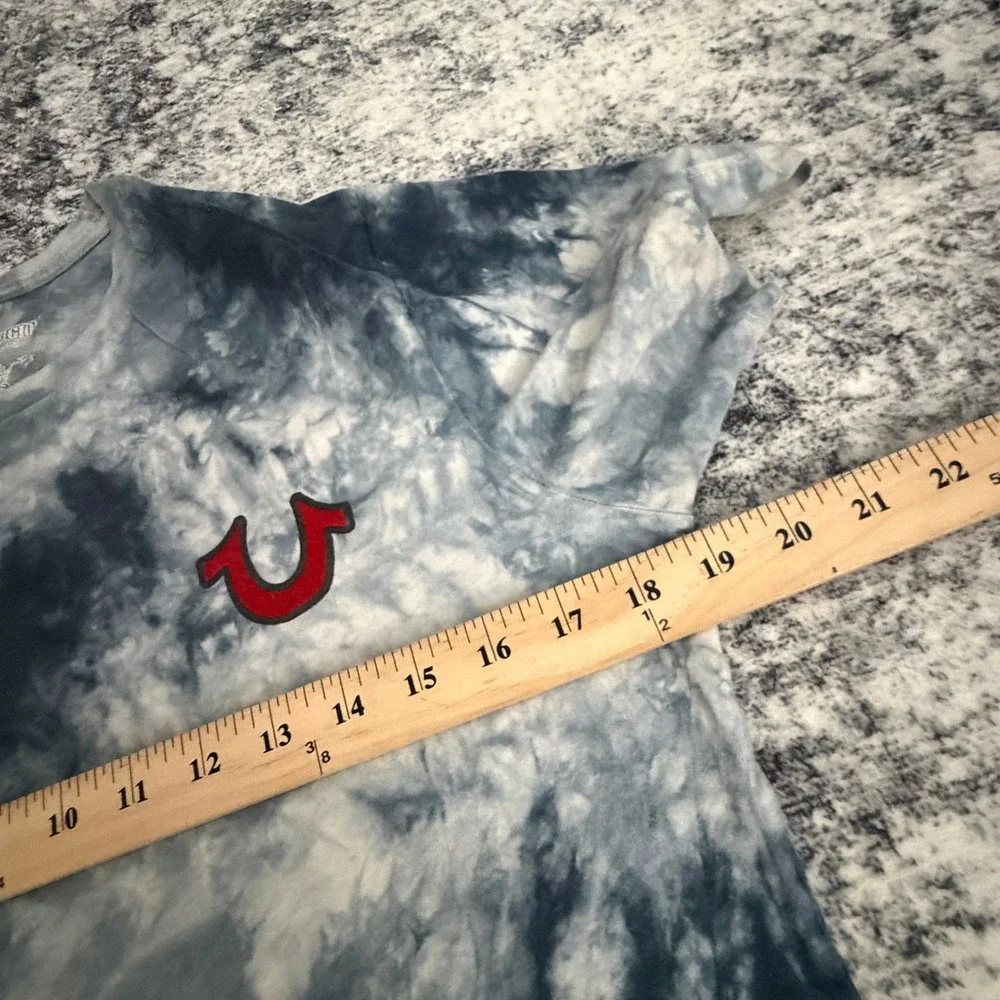 True Religion Lot of 2 Tie Dye Graphic T-Shirts Mens Small & Medium Buddha Logo